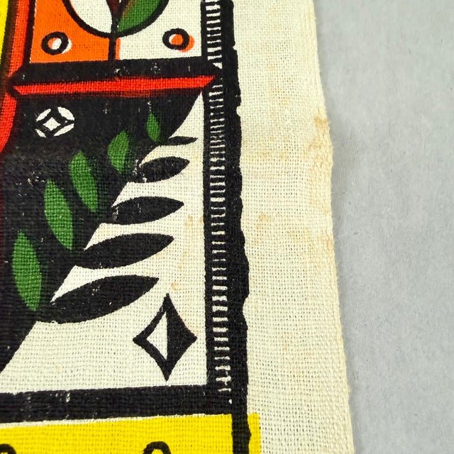 Mid-Century Era Georges Briard Rooster Print Silkscreened Linen Tea Towel For Sale - Image 12 of 13