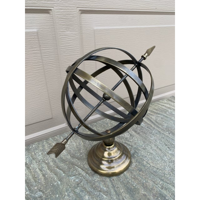 French Country Vintage Brass Armillary Sphere Sundial Garden Ornament, English Country Style For Sale - Image 3 of 11