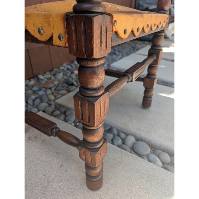 Spanish Revival Set of 6 Vintage Spanish Revival Dining Chairs (4 Side, 2 Captain’s)-Project Set For Sale - Image 3 of 10
