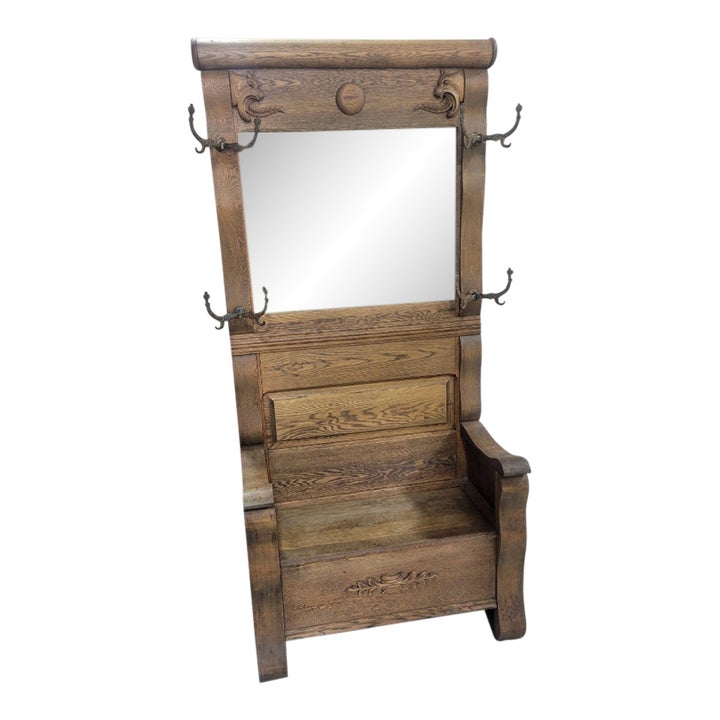 1930s Antique Tiger Maple Hall Tree Chairish