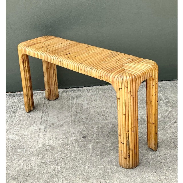 Vintage Rattan Waterfall Console Table For Sale - Image 10 of 12