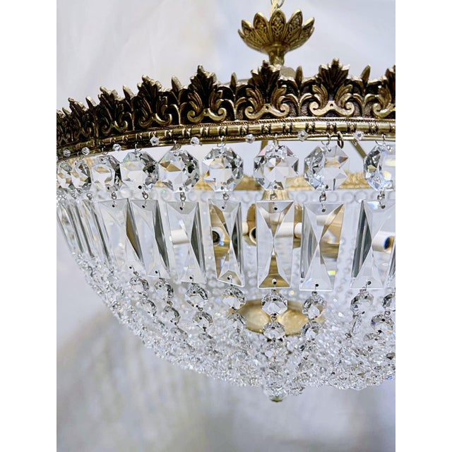 Vintage 1950s Italian Brass Basket Chandelier For Sale In New York - Image 6 of 10