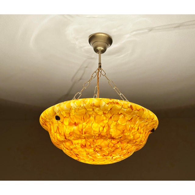 Art Deco Amber Glass Pendant Light, 1930s For Sale - Image 4 of 14