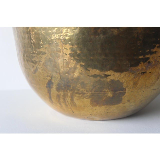 Vintage Extra Large Hammered Brass Planters Mid Century Indian Style For Sale In Miami - Image 6 of 13