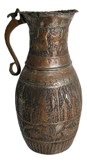 Antique Islamic Middle Eastern Tinned Copper Ewer