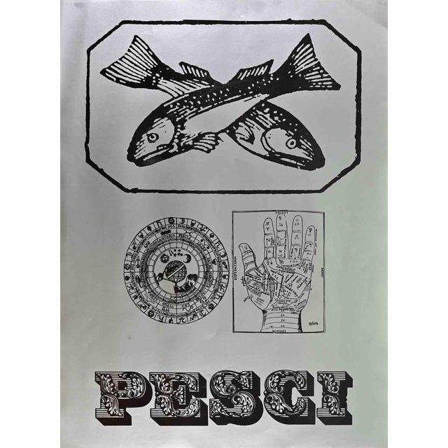 Offset and screen print on grey paper realized by sergio barletta in 1973. Not signed nor numbered, as issued. 68 x 50 cm....