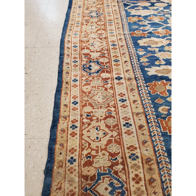 Persian Antique Persian Sultanabad Handmade Oriental Light Blue & Terracotta Rug For Sale - Image 3 of 12