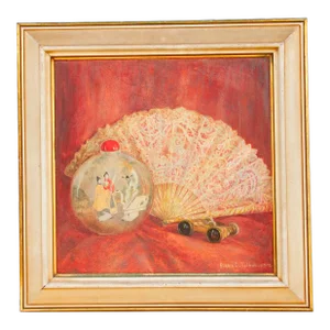 Antique Chinese Fan & Snuff Bottle Oil Painting