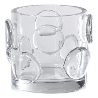 Celeste Clear Glass Candle Holder, 4.25" x 4" For Sale