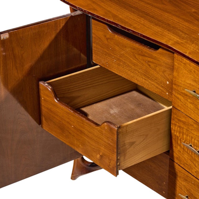 Vladimir Kagan Style Mid Century Sculptural Walnut Lowboy Dresser For Sale In Chicago - Image 6 of 9