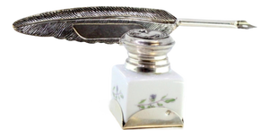 Silver Inkwell with Ceramic Tank