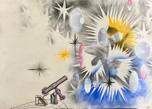 Mason Rader, Surrealist Spray Paint Mixed Media Snowfall Aurora Borealis Mason Rader Paintin, 1994