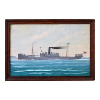 19th Century British Merchant Steamship Painting For Sale