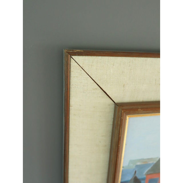 Paint 1971 Modernist 'The Colourful Harbour' Swedish Original Coastal Landscape Oil Painting, Framed For Sale - Image 7 of 12