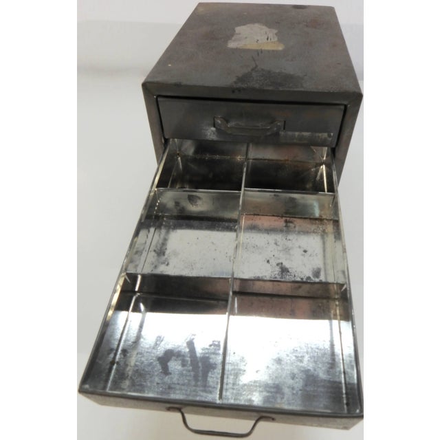 Midcentury Small Industrial Metal Box With Drawers For Sale - Image 4 of 10