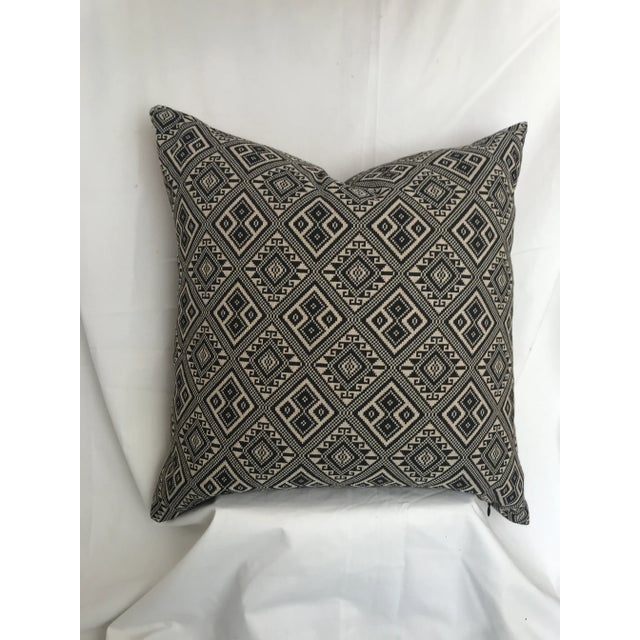Black Black & White Tribal Woven Ikat Pillow For Sale - Image 8 of 8