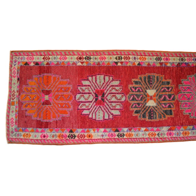 Vintage Turkish Oushak Runner Rug – Hand-Knotted Wool on Cotton – Collector Rare Pattern – 3′0″ × 13′0″ For Sale - Image 10 of 13