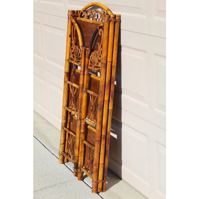 Vintage French Bamboo & Rattan Folding Étagère - Mid-Century Modern Style With Elegant Metal Accents For Sale In Naples, FL - Image 6 of 16