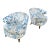 Vintage Barrel-Back Blue Floral Armchair For Sale