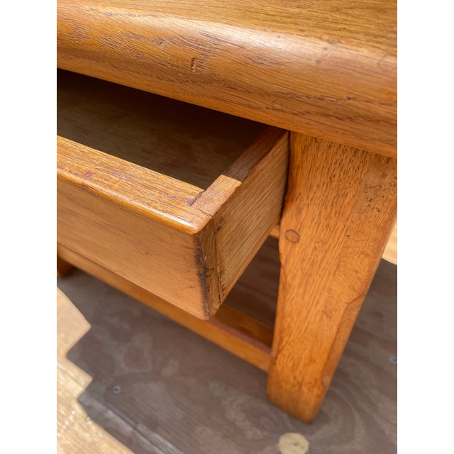 Vintage French Country Rustic Pine Side Table With Drawer For Sale - Image 9 of 9