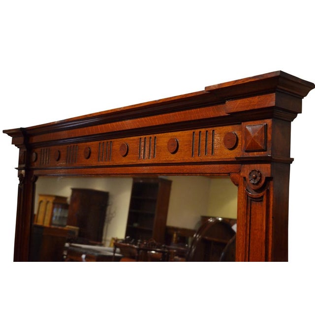 Large Victorian Oak Wall Mirror For Sale - Image 8 of 14