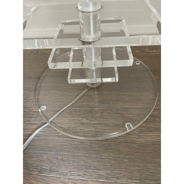 Transparent Vintage Karl Springer Style Stacked Lucite Table Lamp For Sale - Image 8 of 9