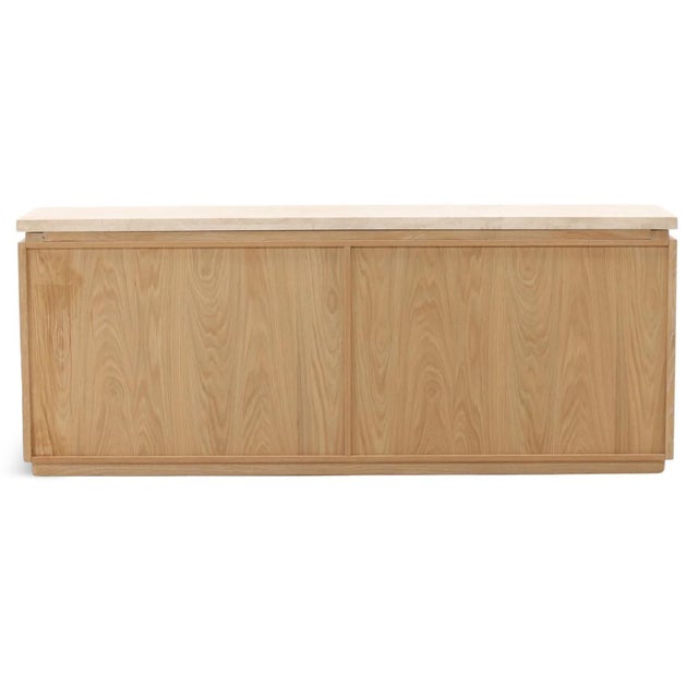 Cream Marble Top Oak Credenza For Sale In Los Angeles - Image 6 of 9