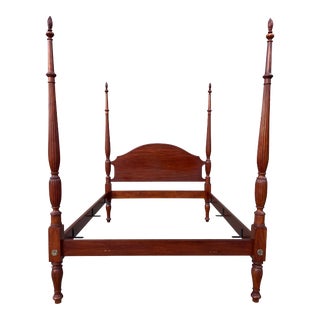 2000 Henkel Harris Wild Black Cherry Queen Poster Bed Frame For Sale