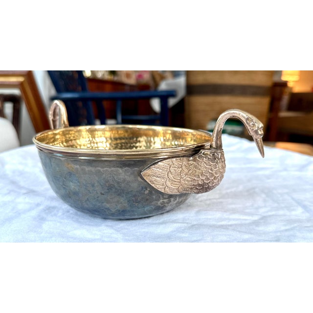 Vintage Solid Brass Swan Bowl For Sale - Image 10 of 11
