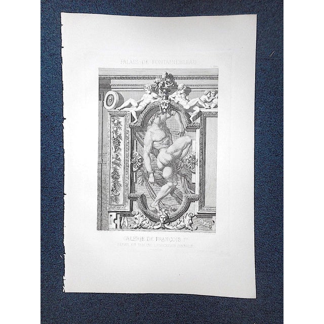 Illustration Large Antique Architectural Engraving-Palais de Fontainebleau-Architectural Details For Sale - Image 3 of 3