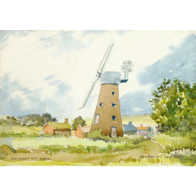 English Vintage Billingford Mill Watercolor For Sale - Image 4 of 4