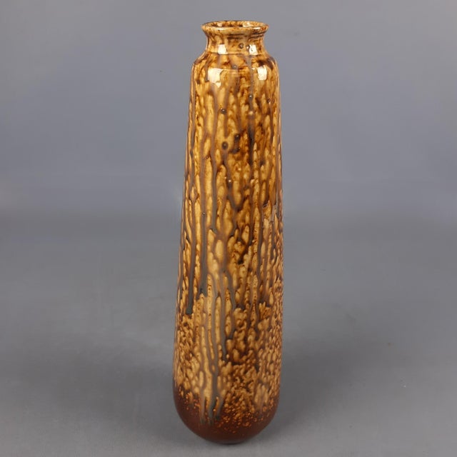 Modern Vintage Brown Drip Glaze Majolica Ceramic Vase, 1970s For Sale - Image 3 of 11