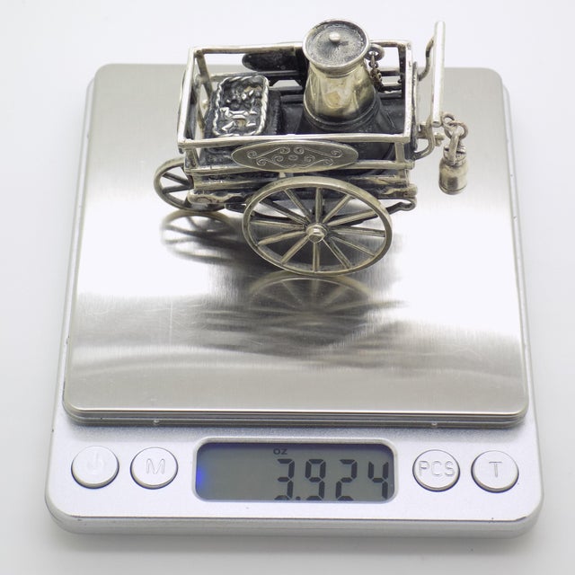 Vintage Italian Handmade Genuine Sterling Silver 925 Street Chestnut Cart Sculpture by Medusa-Oro Silversmith For Sale - Image 9 of 10