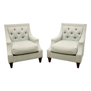 Baker Thomas Pheasant Max Tufted Club Chairs - Pair For Sale
