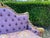 1980 French Louis XVI Gilded Beech Purple Damask Settee For Sale - Image 12 of 15