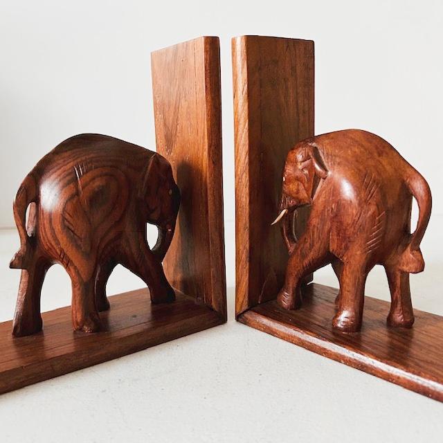 1960s Mid-Century Hand-Carved Teak Elephant Bookends, 1960s, Set of 2 For Sale - Image 5 of 7