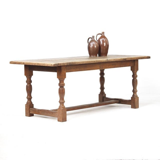 Large Farmhouse Rustic Country Dining Table in Oak For Sale - Image 9 of 12