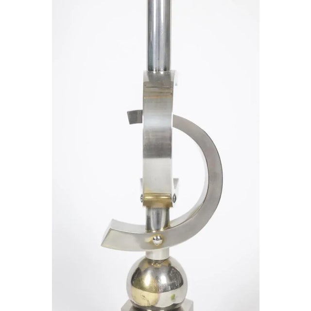 Sculptural Lamp in Chromed Metal, 1970s For Sale - Image 3 of 7