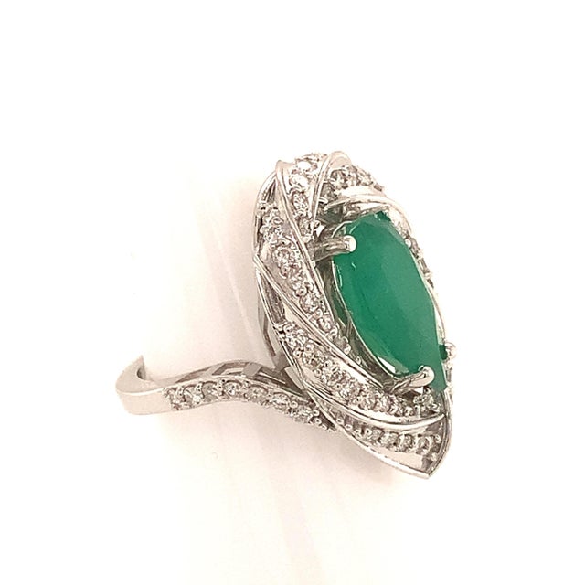 Natural Emerald Diamond Ring 14k Gold 6.1 TCW Certified For Sale - Image 4 of 12