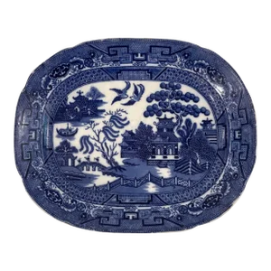 Early 20th Century Allerton's Ltd. Blue Willow Serving Platter, Made in England