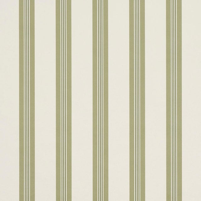 Sample - Schumacher Chatham Stripe Wallcovering In Leaf For Sale In New York - Image 6 of 6