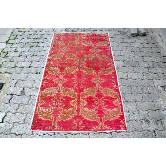 1960s Vintage Hand-Knotted Red Rug For Sale - Image 11 of 11