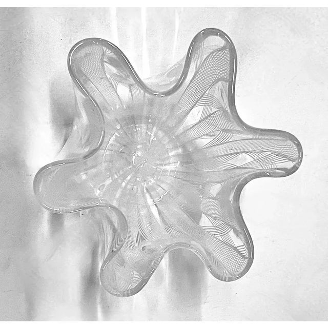 Abstract Vintage Venini White and Clear Murano Glass Vase For Sale - Image 3 of 6