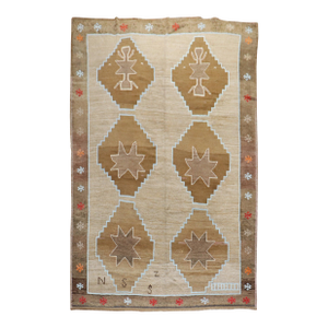 Mid 20th Century Masculine Turkish Room Size Camel Ground Rug