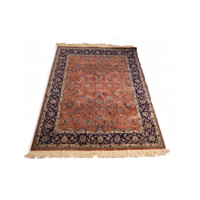 Ceramic Vintage Oriental Rug with Midnight Blue Border For Sale - Image 7 of 7