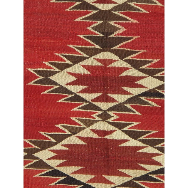 Native American Authentic Navajo Rug Early Red Field Geometric Textile Hand-Spun Wool Circa 1900 For Sale - Image 3 of 18