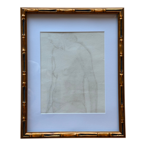 Mid-Century Femme Nue Nude Female Figure Drawing in Graphite, Framed