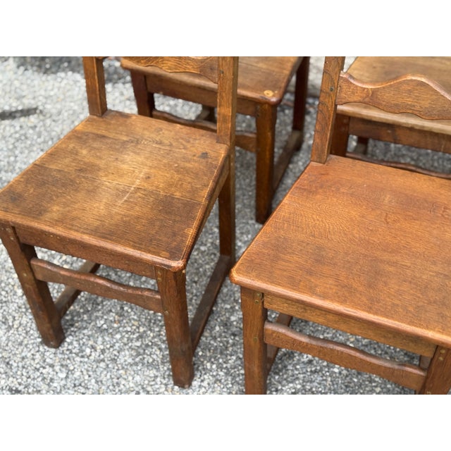 1940s French Provincial Oak Ladder-Back Dining Chairs - Set of Six For Sale - Image 13 of 13
