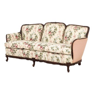 Louis XV Style Floral Upholstered Three-Seat Sofa For Sale