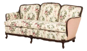 Louis XV Style Floral Upholstered Three-Seat Sofa